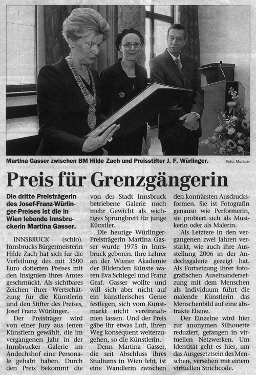 Josef Franz Wrlinger Preis; Martina Gasser