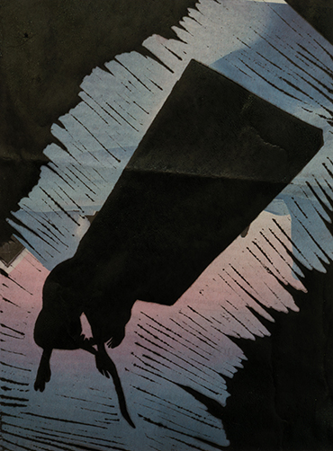 In der Falle, Martina Gasser, Linoldruck